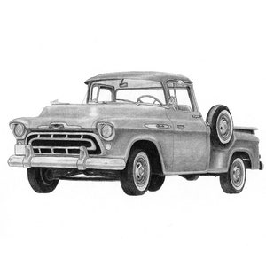 1957 Chevrolet Wall decoration, Print of my drawing of a 1957 Chevrolet truck image 1