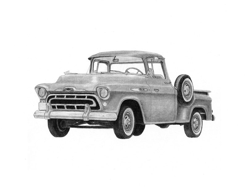 1957 Chevrolet Wall decoration, Print of my drawing of a 1957 Chevrolet truck image 1