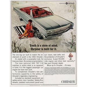 Original 10 x 13 inches advertisement of a 1966 Chrysler, Chrysler wall decoration - 01