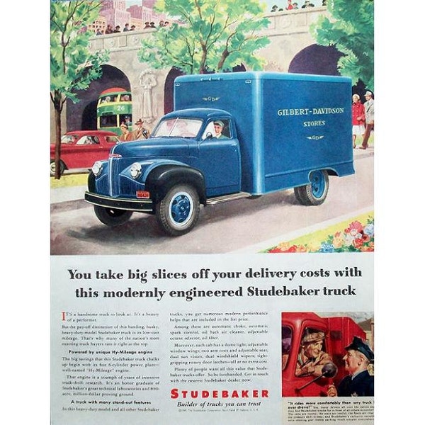 Original 10 x 13 inches  advertisement for a 1947 Studebaker truck,  Studebaker wall decoration, - 39