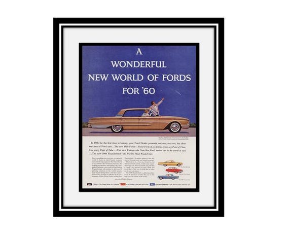 Original 10 X 13 Inches 1960 Ford Advertisement, Ford Wall