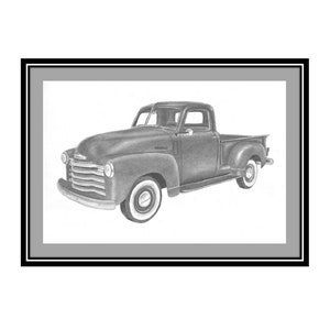 Print of my drawing of a 1947 to 53 Chevrolet, Chevrolet wall decoration