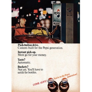 Original 10 x 13 inches 1966 Pepsi advertisement, Pepsi wall decoration - 11
