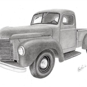 Print of my Pencil drawing of a 1947 to 1949 International, International wall decoration