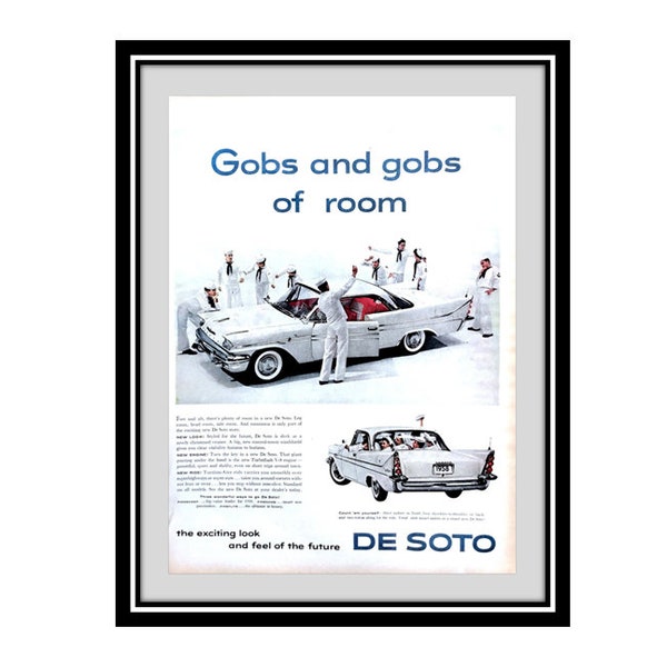 Original 10 x 13 inches 1958 Desoto advertisement, Desoto wall hanging  - 06