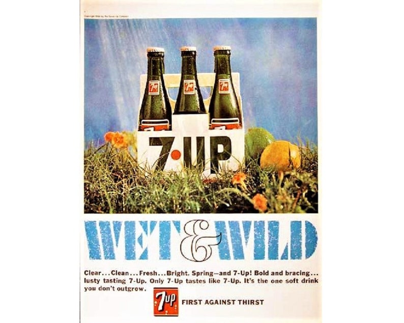 original 1966 7-up advertisement 1966 advertisement 13 man cave decoration 1966 soft drink advertisement Vintage advertisement