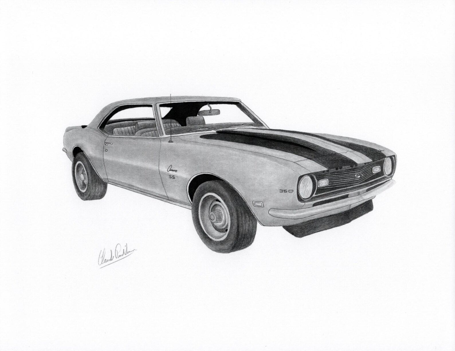 Camaro Camaro pencil art Car art drawing of a 1968 Camaro | Etsy