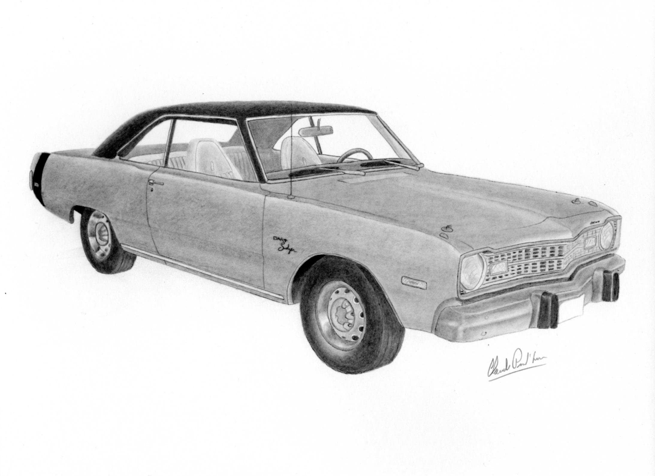 Dart Dodge Wall Decoration Print of My Pencil Drawing of a pic