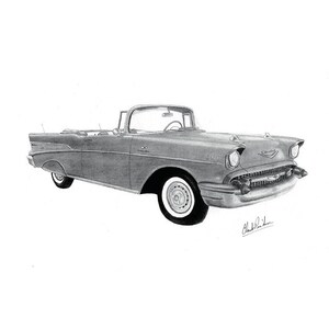 Print of my drawing of a 1957 Chevrolet, Chevrolet wall decoration,