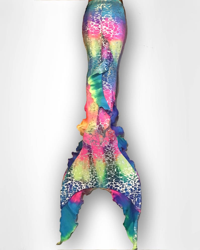 Rainbow swimmable mermaid tail MONOFIN INCLUDED Etsy