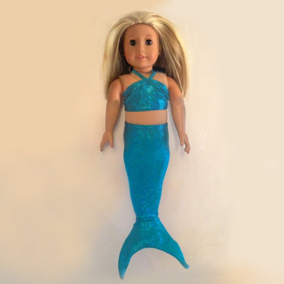 Mermaid Tail Outfit for Ameican Girl, or 18" Doll, Tail and Top, metalic spandex