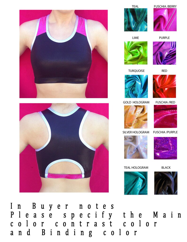 Contrast inserts Insert Sports Bra with plain back B330 Etsy