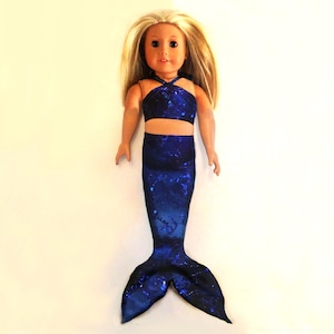 IN STOCK -ready to ship Mermaid Tail Outfit for Ameican Girl, or 18&quot; Doll, Tail and Top, seascape spandex