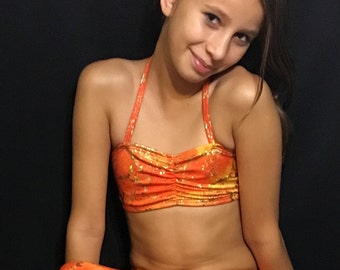 TOP ONLY, bandeau swim suit top, mermaid, metalic spandex sea scape