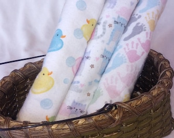Reuseable/Washable Flannel Baby Wash Cloths Set of 3