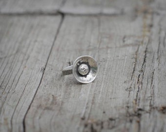 Concave Flower Silver Ring