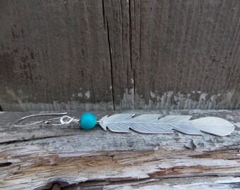 Feather Earrings with Turquoise