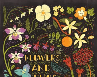 NEW Flowers and Bugs Art Print