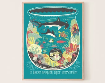 A Great Barrier Reef Ecosystem: Terrarium Art Print