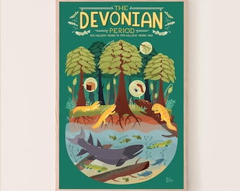 Impresión de arte prehistórico del Devónico