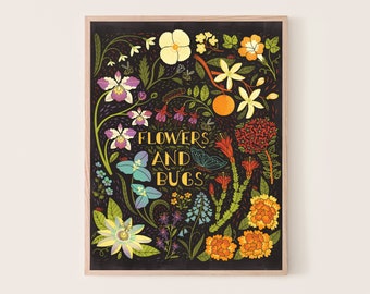 NEW Flowers and Bugs Art Print