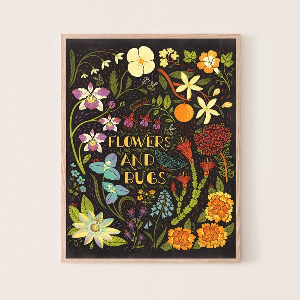 NEW Flowers and Bugs Art Print