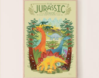 Lámina artística prehistórica jurásica