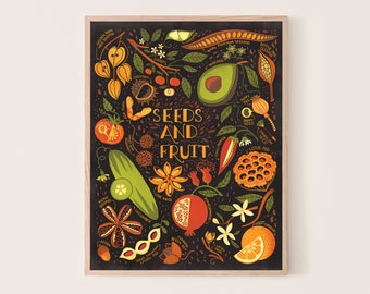 NEW Seeds and Fruit Art Poster