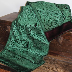 Deep Green Iridescent Velvet Celtic Embossed Wrap