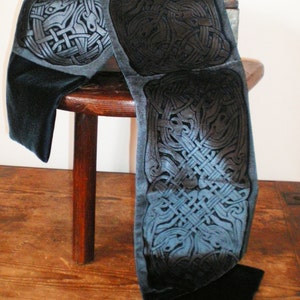 Hand printed embossed Velvet scarf celtic design