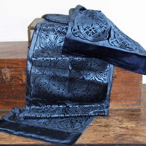 Rich Blue Iridescent Velvet Celtic Embossed Wrap