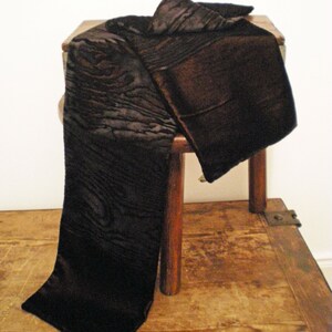 Hand printed embossed velvet scarf wood grain design