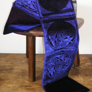 Hand printed embossed Velvet scarf celtic spiral design