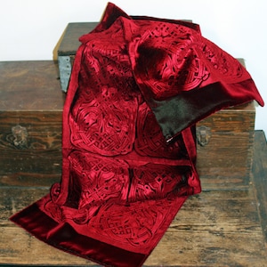 Deep Crimson Red Iridescent Velvet Celtic Embossed Wrap