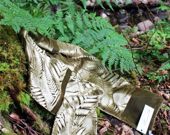 Hand printed embossed velvet scarf botanical fern design