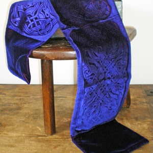 Hand printed embossed Velvet scarf celtic design