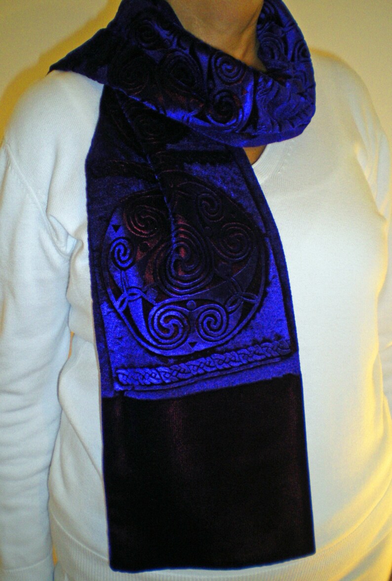 Hand Printed Embossed Velvet Scarf Celtic Spiral Design Etsy Australia