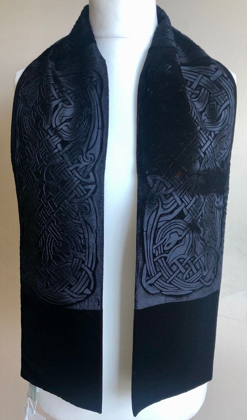 Embossed Velvet Hand Printed Celtic Knot Work Scarf in Strong Blue. - Etsy