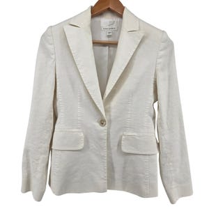 Banana Republic Womens Cream Linen Blend Single Button Blazer Size 2