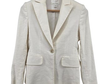Banana Republic Womens Cream Linen Blend Single Button Blazer Size 2
