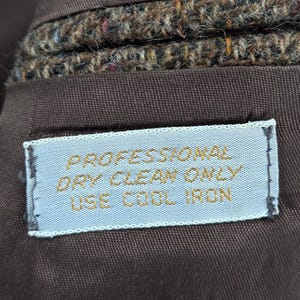 Vintage 80s Union Made Tweed & Leather Sport Coat Blazer Brown Wool USA 46R image 14