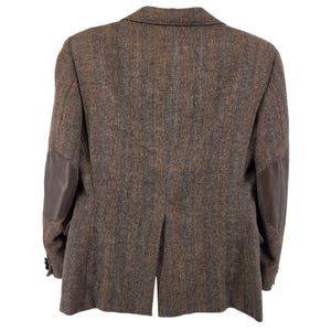 Vintage 80s Union Made Tweed & Leather Sport Coat Blazer Brown Wool USA 46R image 2