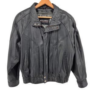 Vintage Wilsons Leather Bomber Jacket Black Thinsulate Moto Mens L