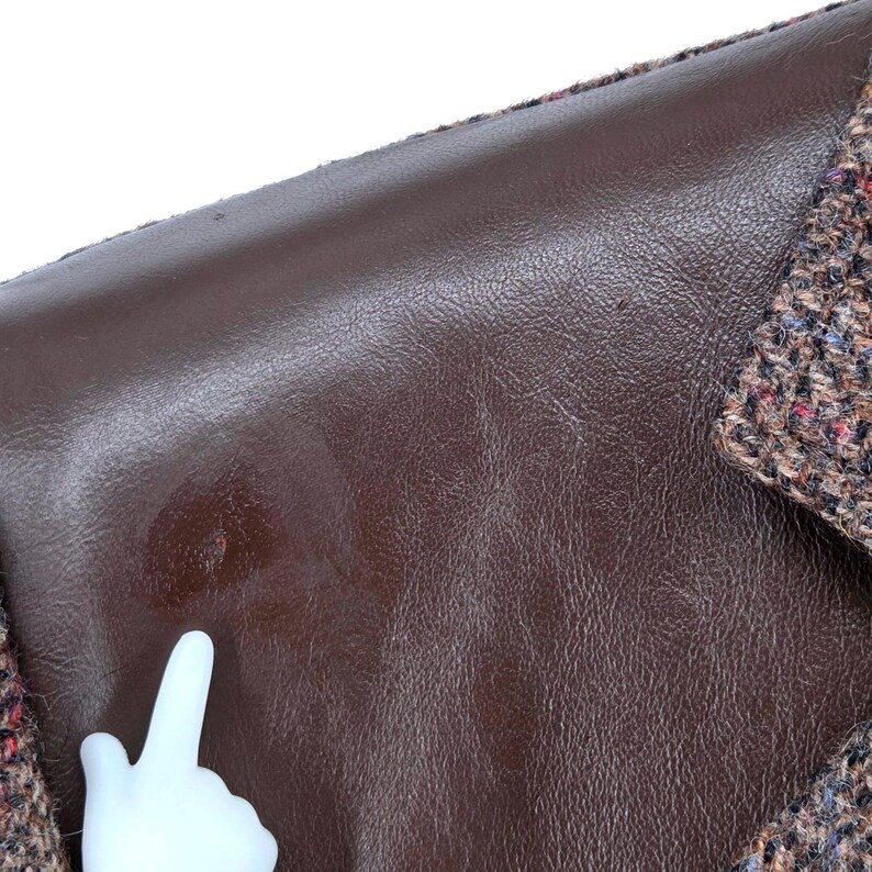 Vintage 80s Union Made Tweed & Leather Sport Coat Blazer Brown Wool USA 46R image 12