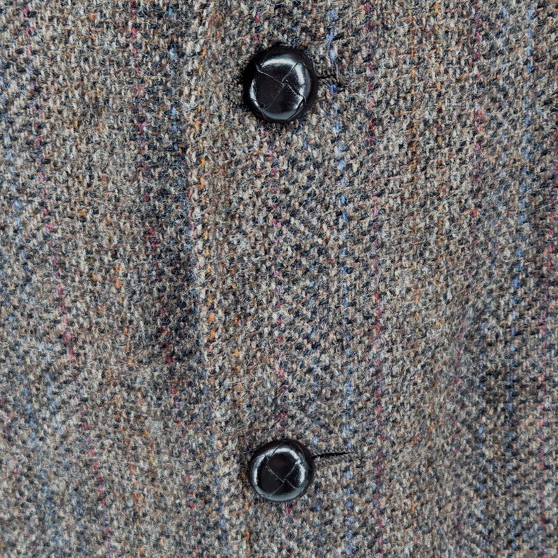 Vintage 80s Union Made Tweed & Leather Sport Coat Blazer Brown Wool USA 46R image 11