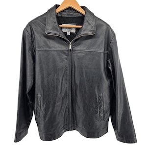 Wilsons Leather M Julian Mens Black Genuine Leather Zip Up Jacket Size L