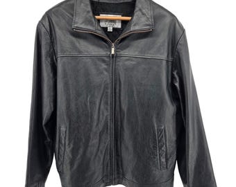 Wilsons Leather M Julian Mens Black Genuine Leather Zip Up Jacket Size L