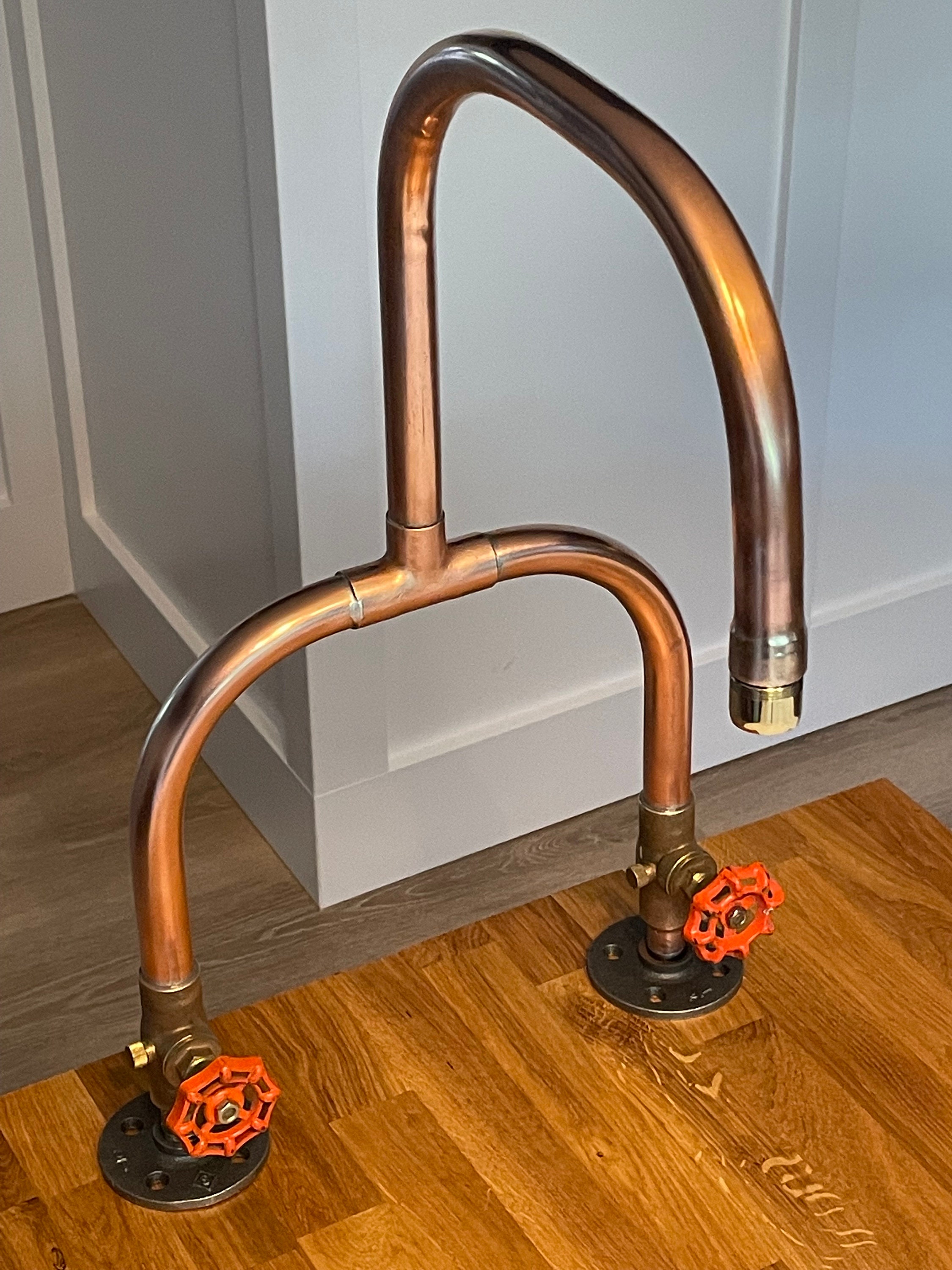 Copper Kitchen/bar Faucet With Black Iron Flanges Etsy UK