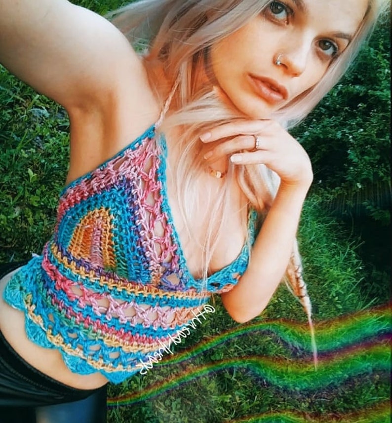 MADE TO ORDER Prisma Rainbow Pride Croceht Lace Bralette