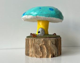 Blue Mushroom House Incense Burner